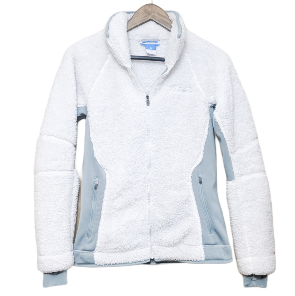 Columbia white sherpa zip up jacket